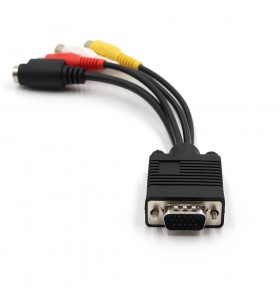 15pin VGA male to3RCA female and4PIN DIN adapter 